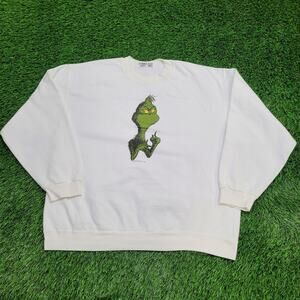 Vintage The Grinch Sweatshirt Womens 2XL 25x27 White Baggy